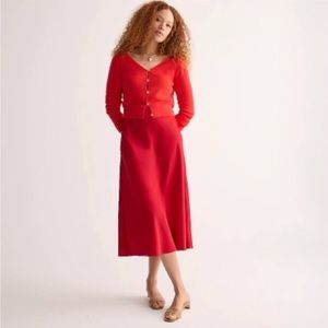 J. Crew Red Satin Feel Holiday MIDI Skirt - S